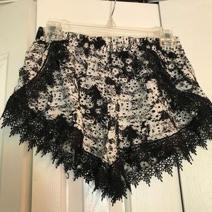 Black and white floral shorts